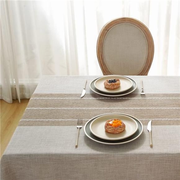 Rustic Tablecloth Cotton Linen Waterproof Tablecloth Burlap Table Cloths - Picture 5 of 6